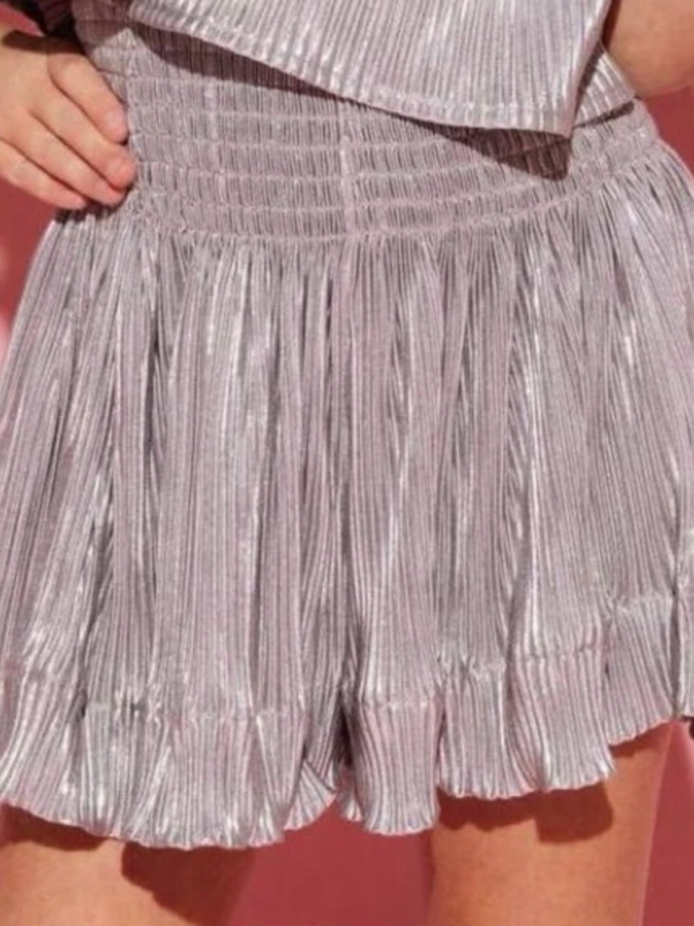 NWOT Queen of Sparkles Silver swing shorts XS